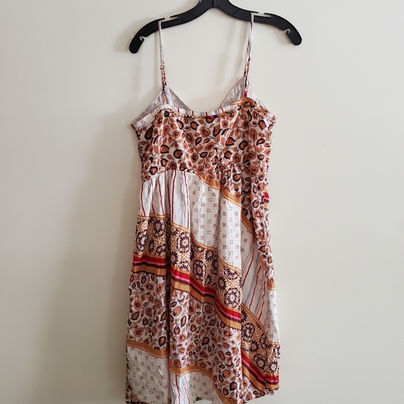Aerie Boho Spaghetti Strap Midi Dress Mixed Pattern Summer Dress Size Large - Picture 4 of 10
